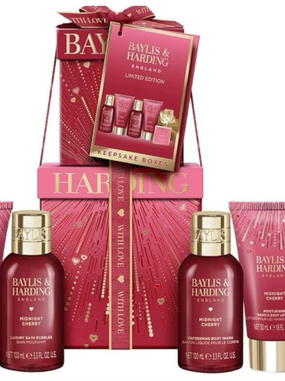 Baylis & Harding Luxury Giftable Pampering Body Wash & Gift Set Midnight Cherry